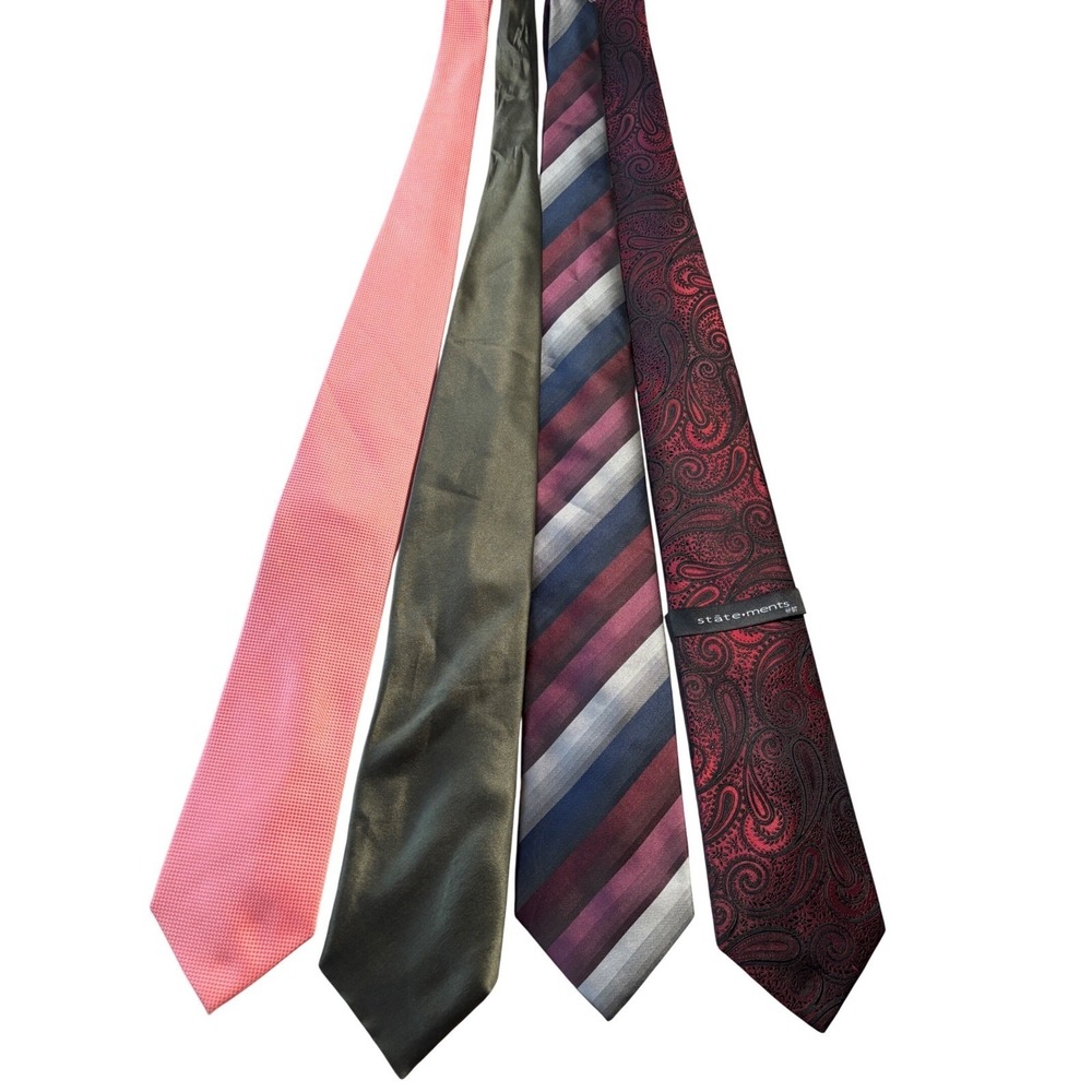 Mens Necktie Lot of 4 Puccini Van Heusen Puritan Statements Paisley Striped Tie